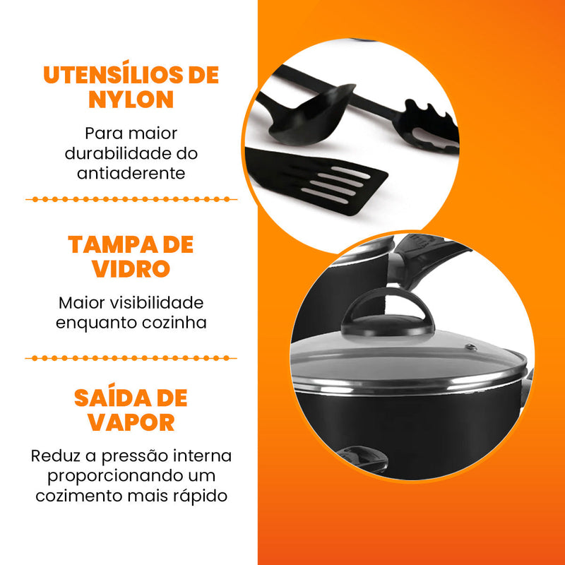 Jogo De Panelas 5 Peças Antiaderentes - Teflon