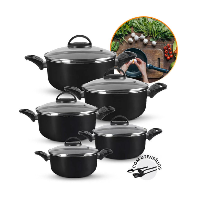 Jogo De Panelas 5 Peças Antiaderentes - Teflon