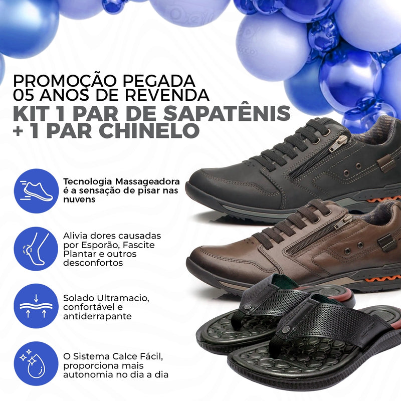 Kit Pegada Sapatênis Ortopédico + Chinelo Massageador [Envio Nacional]