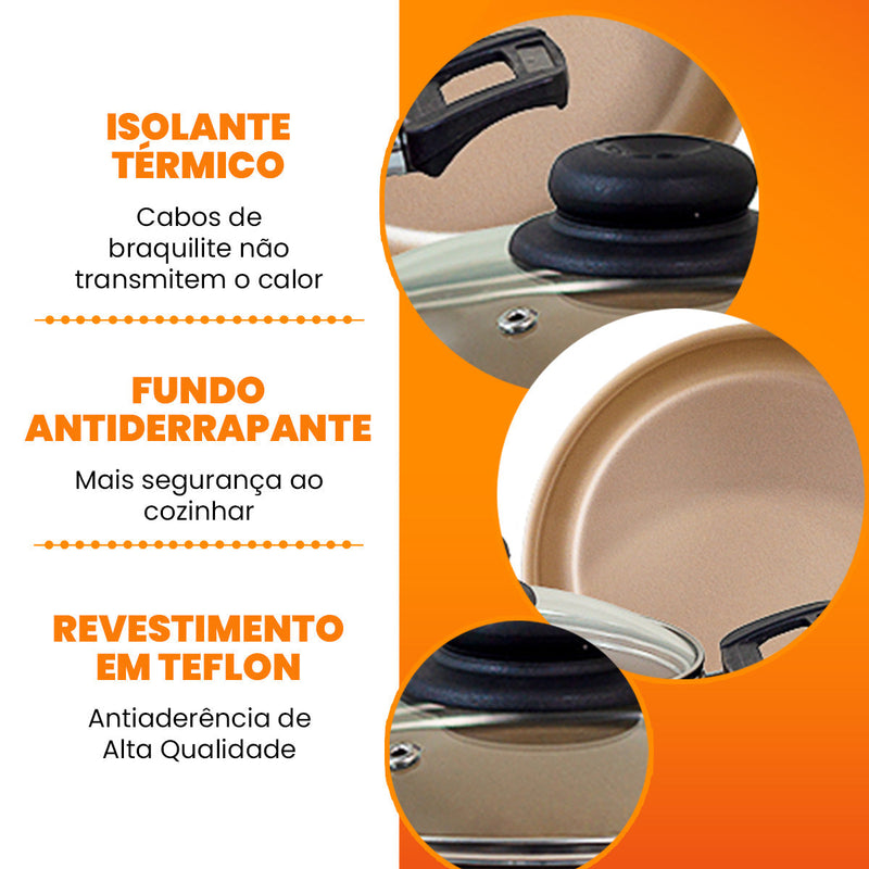 Jogo de Panelas Antiaderente 8 Peças - Teflon