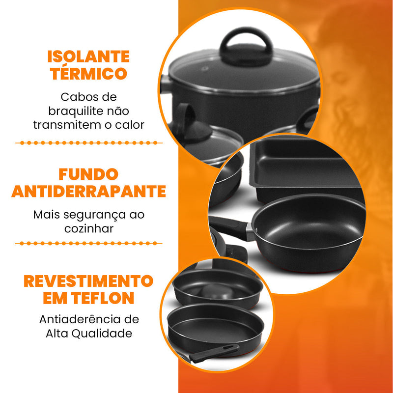 Jogo De Panelas 13 Peças Antiaderente - Teflon