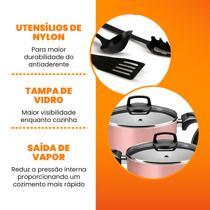 Marpal - Jogo de Panelas Antiaderente 9 Peças - Teflon