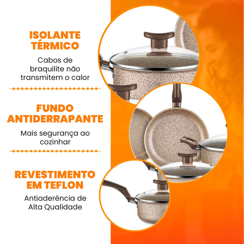 Jogo De Panelas 10 Peças Bianco Antiaderente - Teflon