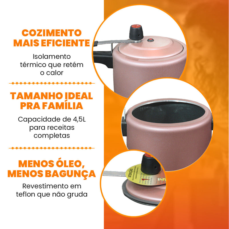 Panela De Pressão 4,5 Litros Revestimento Antiaderente