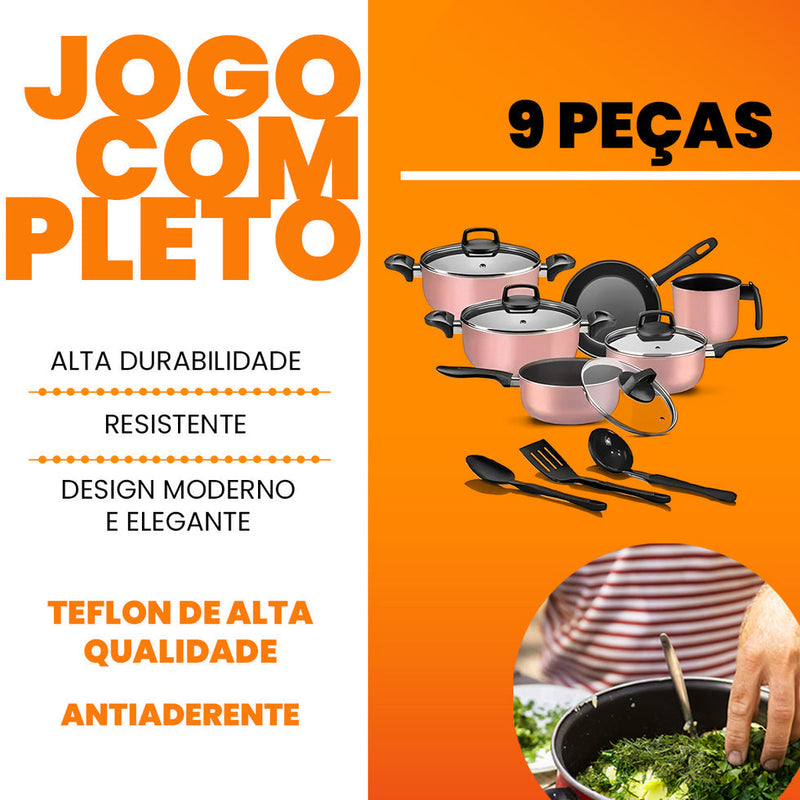 Marpal - Jogo de Panelas Antiaderente 9 Peças - Teflon