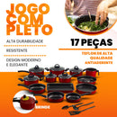 Jogo de Panelas 17 Peças Antiaderente - Brinde Panela Pressão