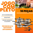 Jogo de Panelas Antiaderente 10 Peças - Teflon - Linha Coffee