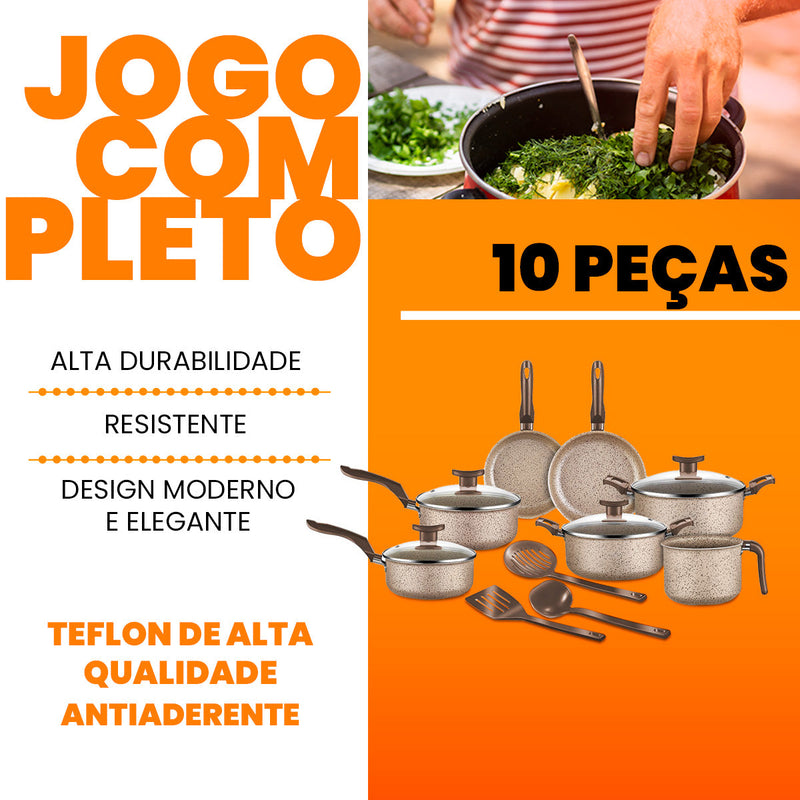 Jogo De Panelas 10 Peças Bianco Antiaderente - Teflon
