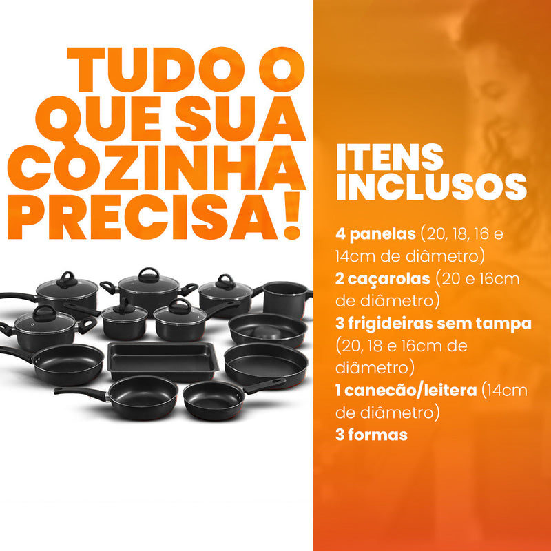 Jogo De Panelas 13 Peças Antiaderente - Teflon