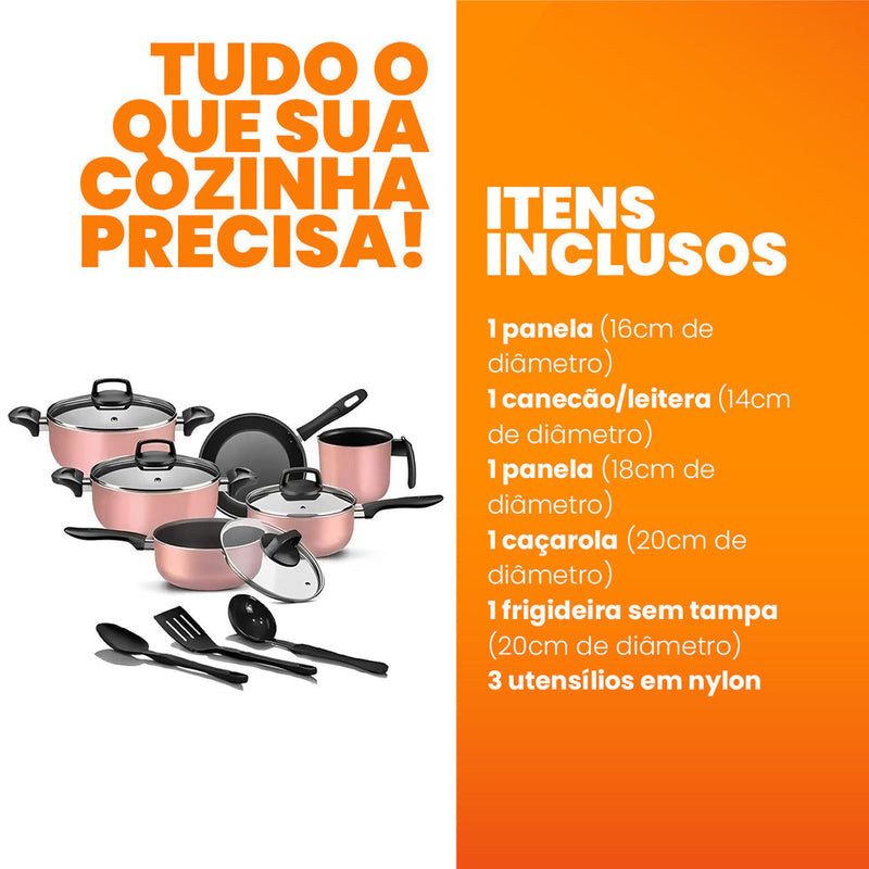 Marpal - Jogo de Panelas Antiaderente 9 Peças - Teflon