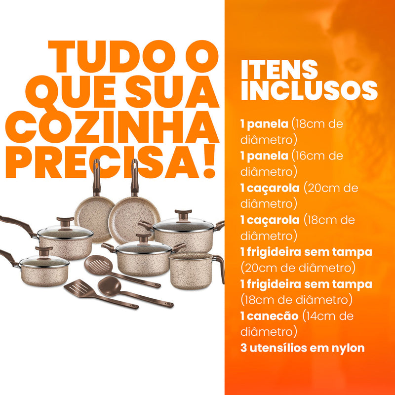 Jogo De Panelas 10 Peças Bianco Antiaderente - Teflon